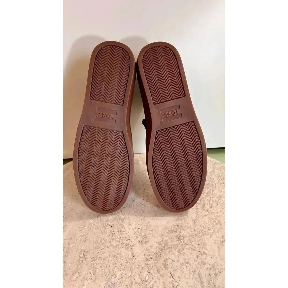 Toms Womens Berry red Round Toe Hi-Top Suede Paxton Leather Slip-on Shoes Size 8 - Picture 6 of 10